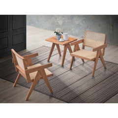 3-Piece Solid Wood Accent Chair Set and Matching End Table for Living Room or Balcony