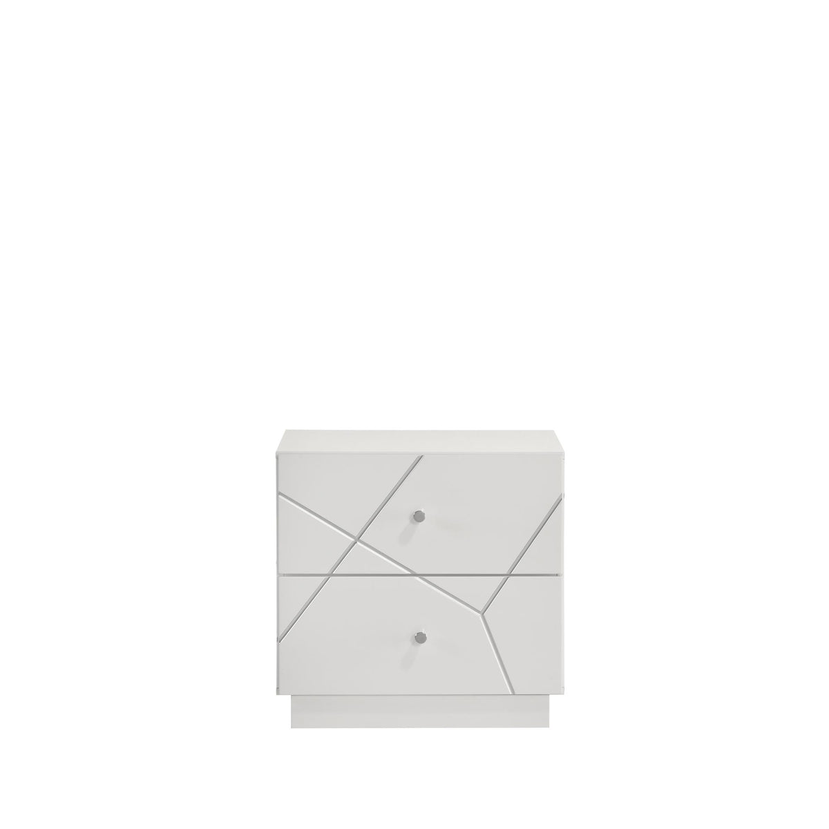 Record Nightstand – Lacquer Finish with Geometric Design and Velvet-Lined Drawers for Modern Bedrooms