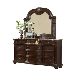 Traditional Style 11-Drawer Dresser With Metal Handle Pulls Made with Wood in Dark Walnut