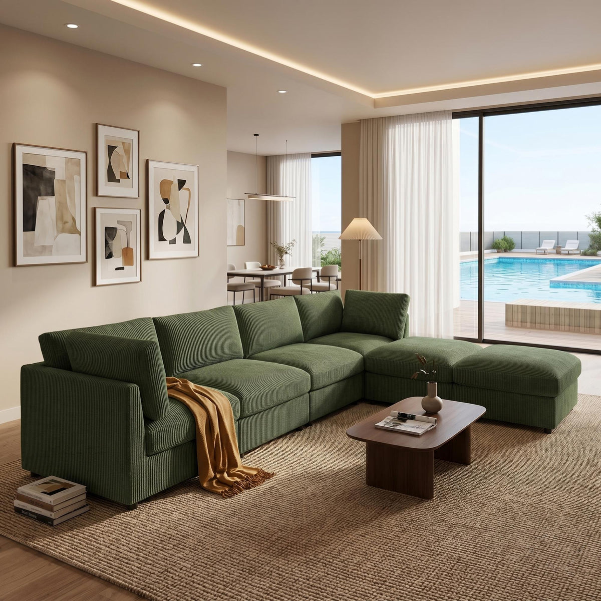 Corduroy Reversible Modular Sectional