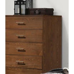 Fable 1pc Chest of Drawers Solid wood Nickle Bar Pulls 5-Drawers Storage Round Tapered Legs Bedroom Modern Style