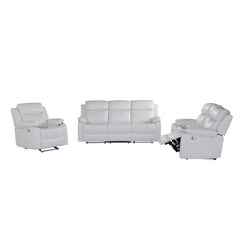 Museum White 3PC Reclining Sofa and Loveseat-with speaker and Recliner with LED Lights