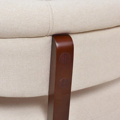 Sun Roll Arm Tufted Bench Settee, Sky Neutral Beige Polyester