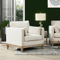 Revelation 36" Modern Farmhouse Arm Chair, French beige Performance Velvet