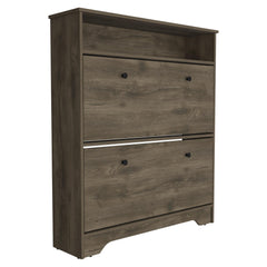 Eternity Shoe Rack, Superior Top, One Open Shelf, Two Extendable Shelves -Dark Brown