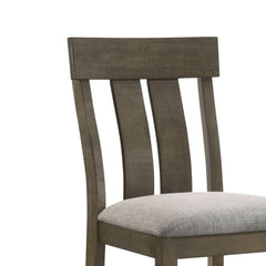 Aphrodite Counter Height Dining Chair Set of 2, Brown Slatted Back, Gray Fabric