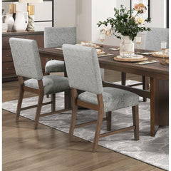 Fable Finish Wood Side Chairs Set of 2, Gray Textured Fabric Upholstered Seat and Back Modern Dining Furniture