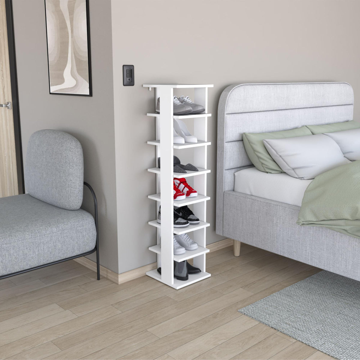 Hephaestus 48.7" Tall 8-Tier Vertical Shoe Rack, Narrow Shoe Tower for 8 Pairs, Entryway, Living Room, Bedroom
