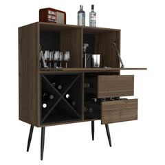 Revelation Bar Cabinet, One Cabinet, Two Drawers Mahogany / Black