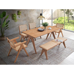 Vista Rattan & Natural Finish 5PCs Patio/Outdoor Dining Set (No Bench Included)