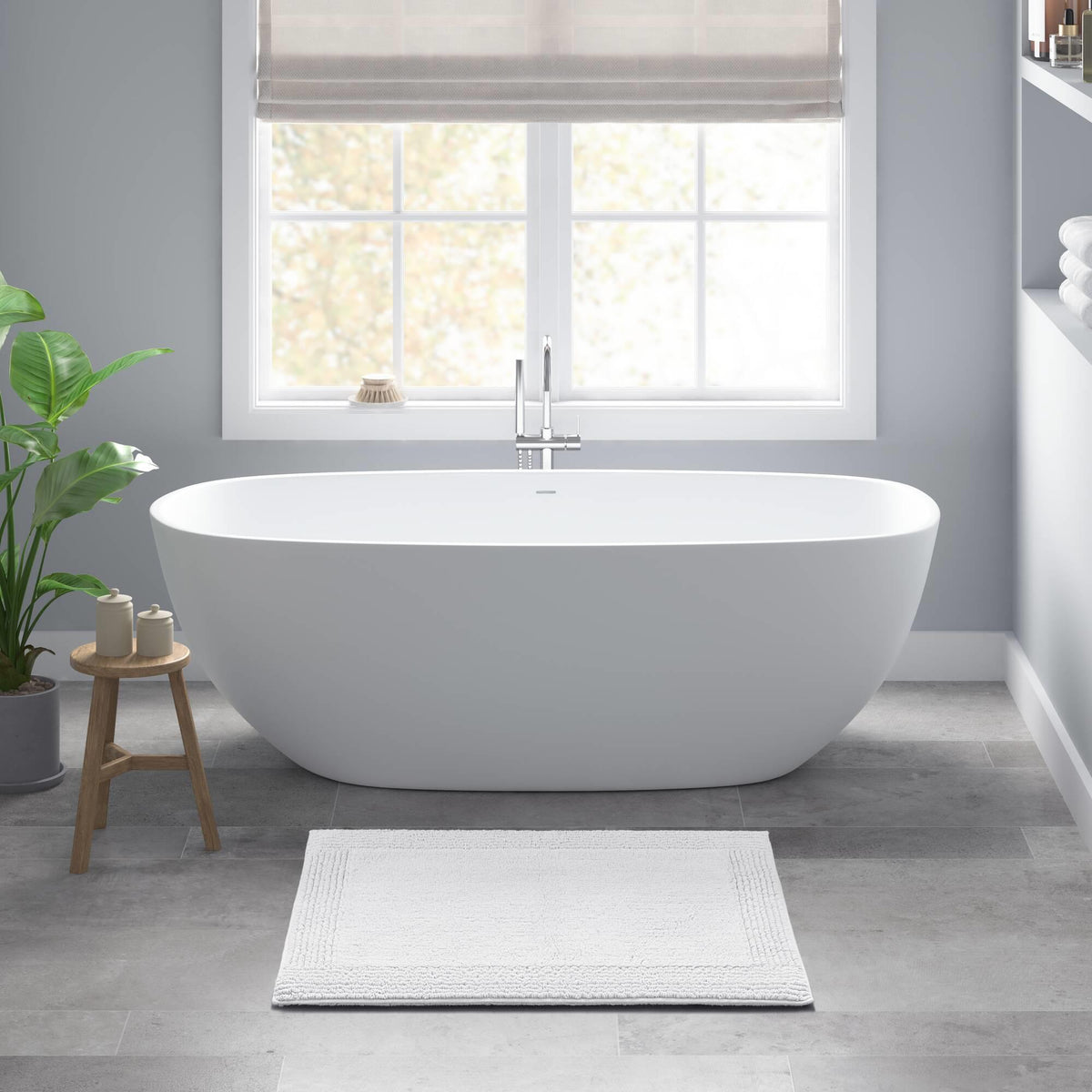 1 PCS 17x24" 100% Cotton Tufted 3000 GSM Reversible Bath Rug White