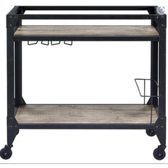Epimetheus Rustic Oak & Charcoal Finish Serving Cart