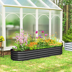 6.4' x 2' x 1' Galvanized Raised Garden Bed Kit, Metal Planter Box with Safety Edging, Dark Gray