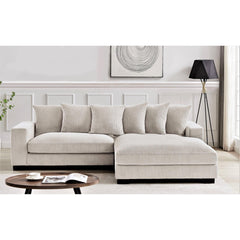 Odysseus Oversized Two-Piece Right Facing Sectional Couches for Living Room, 102.4-Inch L Shaped Sofa with Chaise, Upholstered with Corduroy Fabric, Ivory