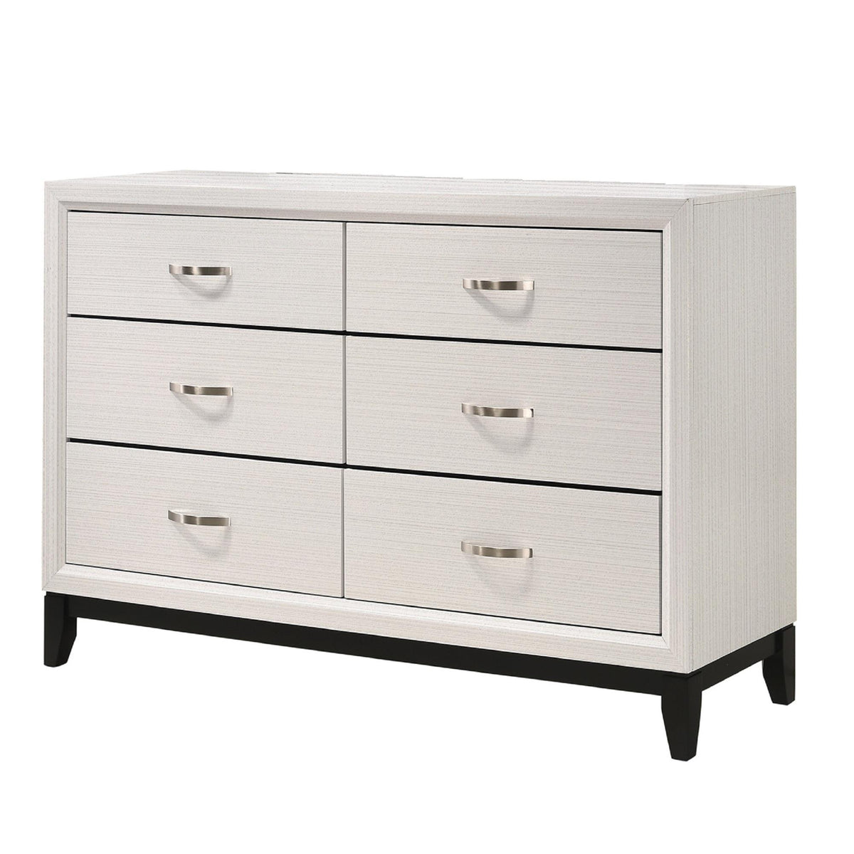 1pc Contemporary 6-Drawer Dresser White Finish Wooden Bedroom Furniture