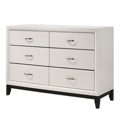 1pc Contemporary 6-Drawer Dresser White Finish Wooden Bedroom Furniture