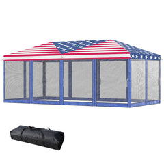 10'x20' Pop Up Party Tent Gazebo Wedding Canopy with 6 Sidewalls, American Flag