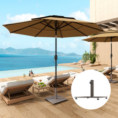Square Patio Umbrella Base, 29 lbs Metal Umbrella Stand Base with Adjustable Foot Pads, Heavy Duty Patio Umbrella Holder for 1.5"/1.9" Umbrella Poles for Outdoor, Lawn, Poolside, Brown