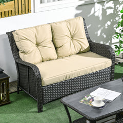 2-Seater Outdoor Sofa w/ 4" Thick Cushions, Outdoor Couch, Beige