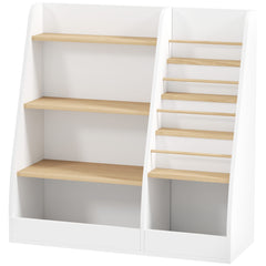 4 Tier Kids Bookshelf and Toy Storage Organizer with Book Rack, for Living Room, Kids Room, Playroom, Bedroom, White