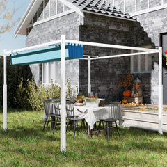 10' x 10' Retractable Pergola Canopy with Magnetic Fixture, UPF30+ Outdoor Pergola, Blue