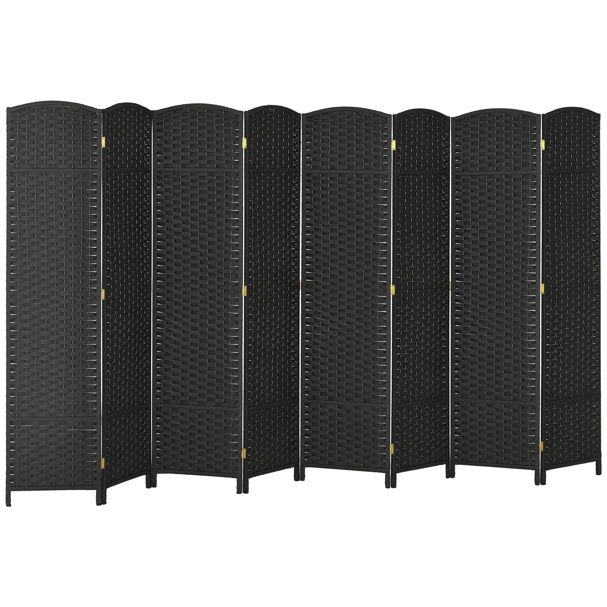 Folding Room Divider Screen 8 Panel 5.6 ' Tall Privacy Screen Freestanding Room Partition for Home Office, Black