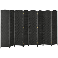 Folding Room Divider Screen 8 Panel 5.6 ' Tall Privacy Screen Freestanding Room Partition for Home Office, Black