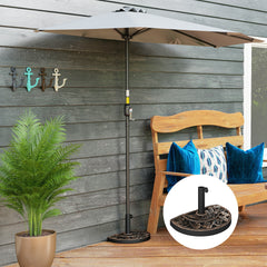 20lbs Half Round Patio Umbrella Base Outdoor Decorative Resin Parasol Stand Holder for Φ1.5", Φ1.9" Pole, for Lawn, Deck, Backyard, Garden, Bronze