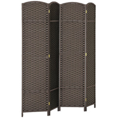 Folding Room Divider Screen 4 Panel 5.6 ' Tall Privacy Screen Freestanding Room Partition for Home Office, Brown