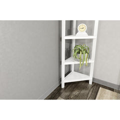 4-Shelf Tall Wood Corner Bookcase with Open Bookshelves, White, 1PC