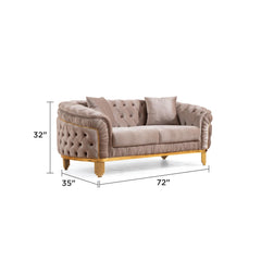 Clytemnestra Modern style Loveseat made with wood in Taupe