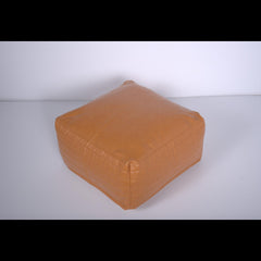 Poem Faux Leather Rectangle Pouf, Caramel