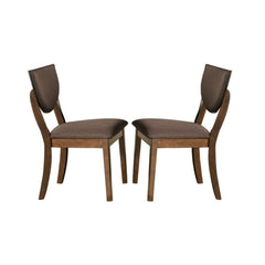 Set of 2pc Side Chairs Dining Room Walnut Finish Solid wood Dark Chocolate Fabric Upholstered Modern Chairs