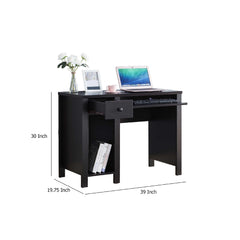 Celestia Computer Desk, Keyboard Drawer and Storage, 39 Inch, Black