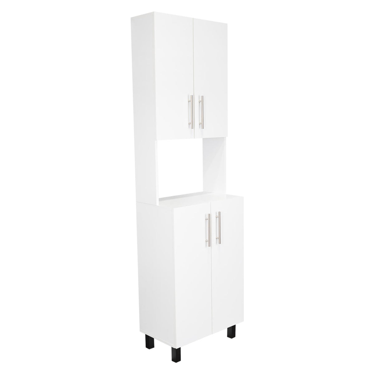 Andromache 76,8" Tall Two Double Door Cabinet Kitchen Pantry with Hutch and Five Shelves, Microwave Cabinet, Storage Cabinet, Kitchen Organization, Garage Cabinet, Kitchen