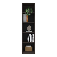 Home Slim 5 Shelves Narrow Bookcase With Open Shelves, Stained Walnut