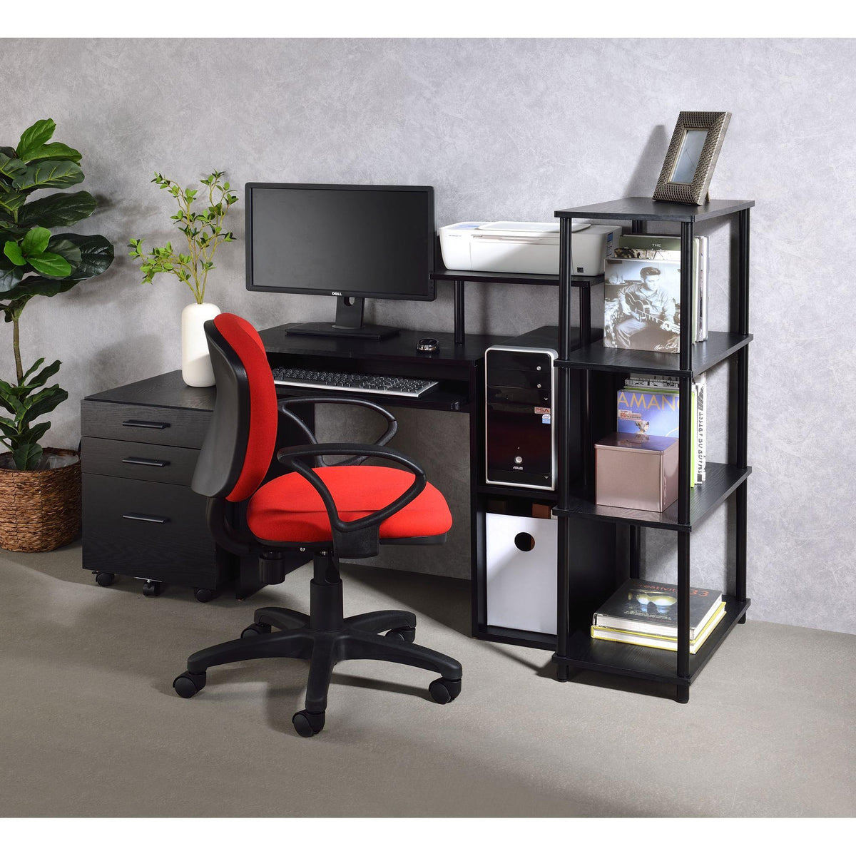 Moon Black Finish Computer Desk