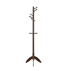 Dark Brown Finish Coat Rack Solid Wood, 11 Hooks Coat Hanger Stand Entryway Home Furniture 1pc