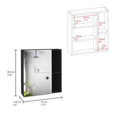 Chronicle Medicine Cabinet With Mirror, Five Internal Shelves, Single Door -Black