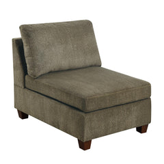 Contemporary 1pc Armless Chair Tan Color Chenille Fabric Modular Corner wedge Sofa Living Room Furniture