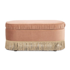 Tale 38" Oval Storage Bench Ottoman, Peach Orange Velvet