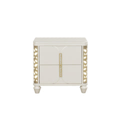 Dionysus Traditional Style Beige Wood Nightstand with Gold Coated LED Accents