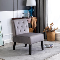 Venus 53" 2Piece Living Room Armless Button Tufted Pattern Accent Chair with Velvet Fabric and Premium High Density Foam Cushion, Grey