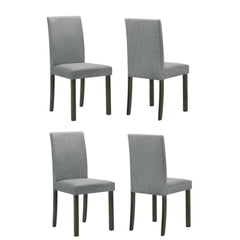 4pc Set Contemporary Style Upholstered Dining Chairs Gray Fabric Dining Room Wooden Furniture
