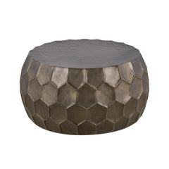 PULSAR Modern Contemporary Round Aluminum material 32" Coffee Table, Farmhouse Table with Glossy Diamond-Patterned Base Gold