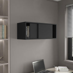 Wall Cabinet 13" H, 2 Sliding doors, 1 Shelf, Black