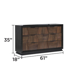 Neptune Traditional Style 6-Drawer Dresser Made with Wood in Walnut (THIS ITEM INCLUDES DRESSER ONLY)