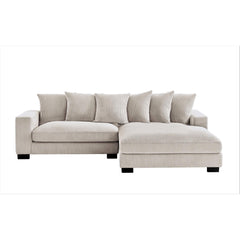 Odysseus Oversized Two-Piece Right Facing Sectional Couches for Living Room, 102.4-Inch L Shaped Sofa with Chaise, Upholstered with Corduroy Fabric, Ivory