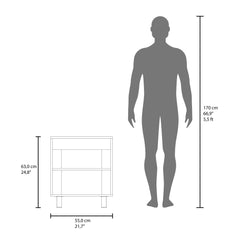 Jason Under Sink Cabinet with Two Doors and Interior Storage Shelves, Cut-Out Back, 22 Wide Freestanding, Modern Bathroom Storage, Black, Natural Oak