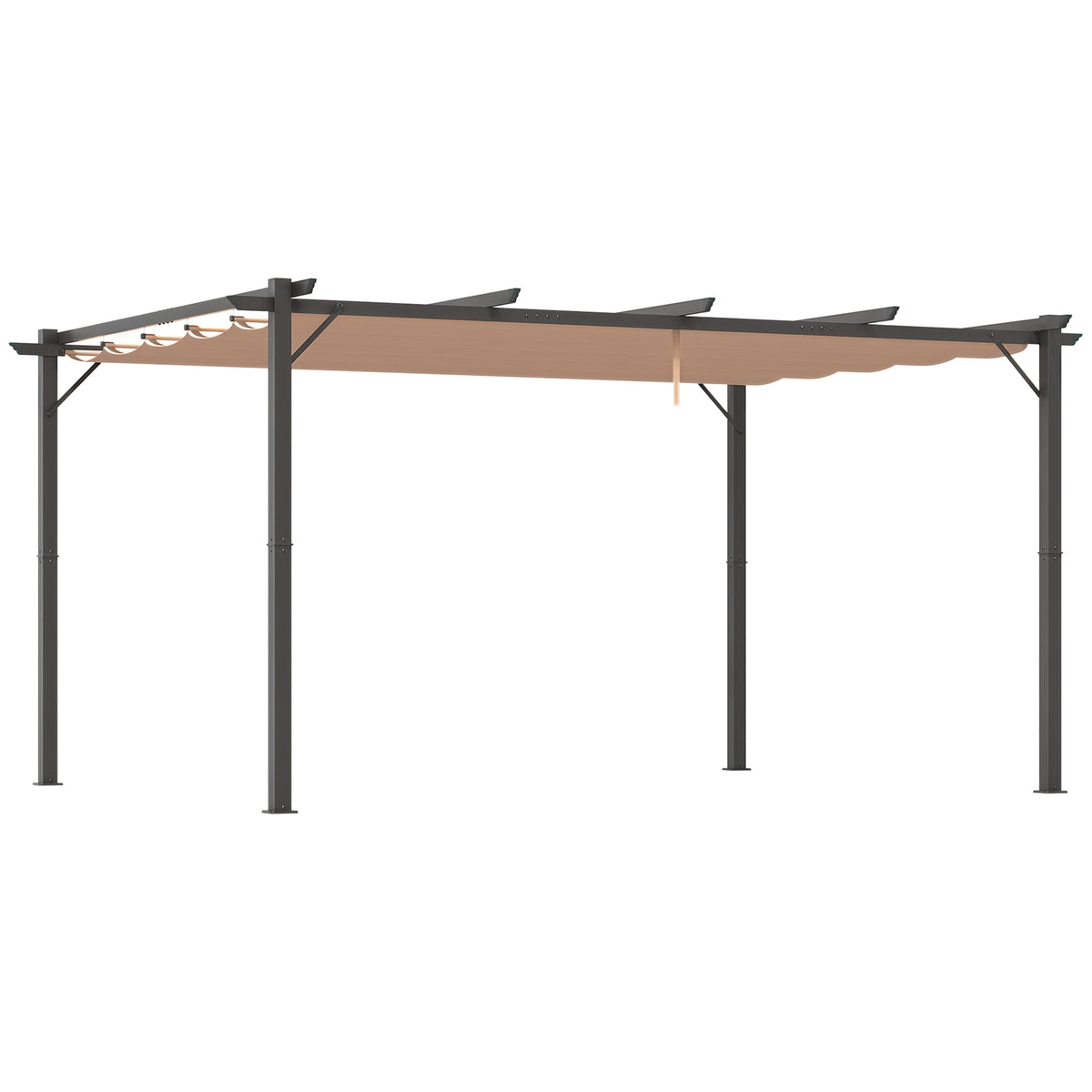 10' x 13' Outdoor Pergola Gazebo Backyard Canopy Cover Adjustable Sunshade, Gray
